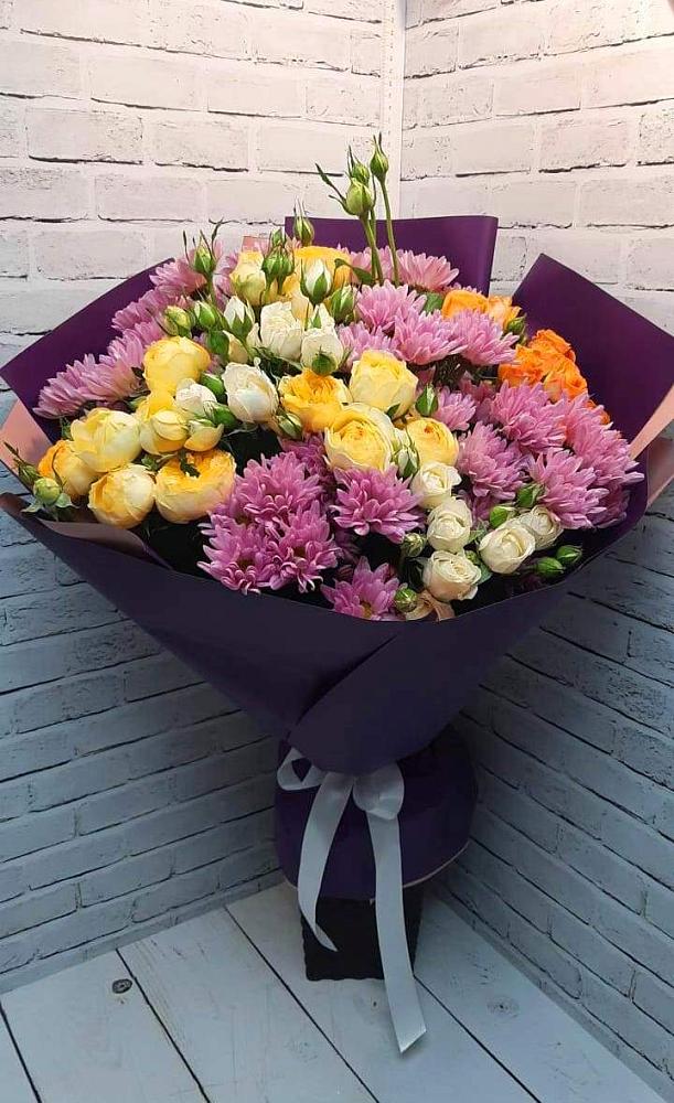 Букет цветов из: Хризантемы и Розы в Усть-Коксе