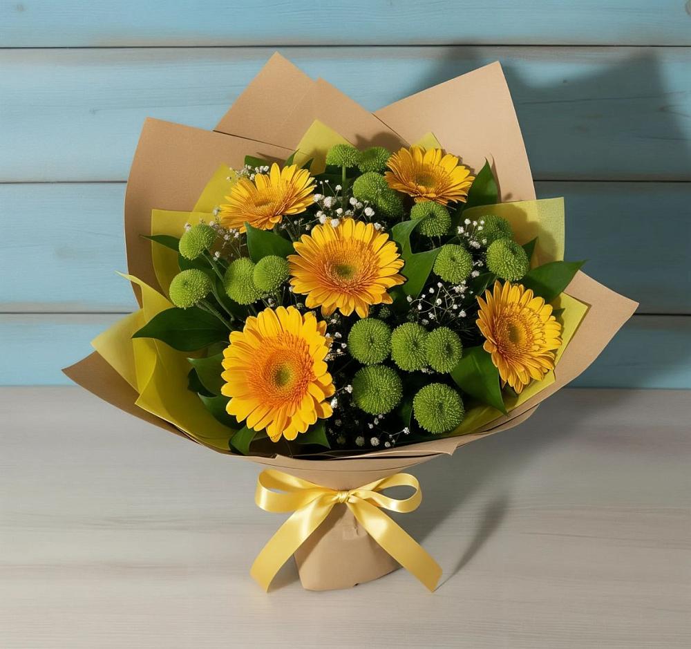 Букет цветов из: Герберы и Хризантемы в Усть-Коксе