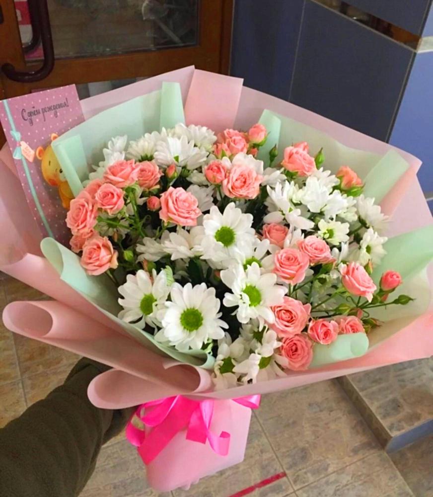 Букет цветов из: Розы и Хризантемы в Усть-Коксе