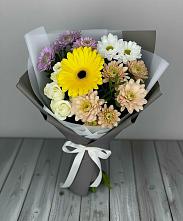 Букет цветов из:  Розы, Герберы и Хризантемы в Усть-Коксе
