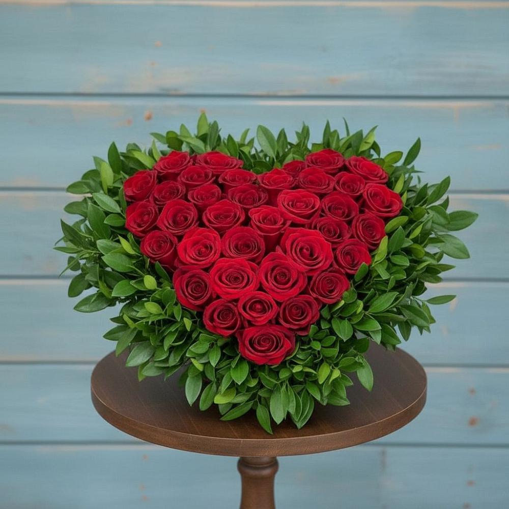 Цветочная композиция из Розы в виде сердца в Усть-Коксе