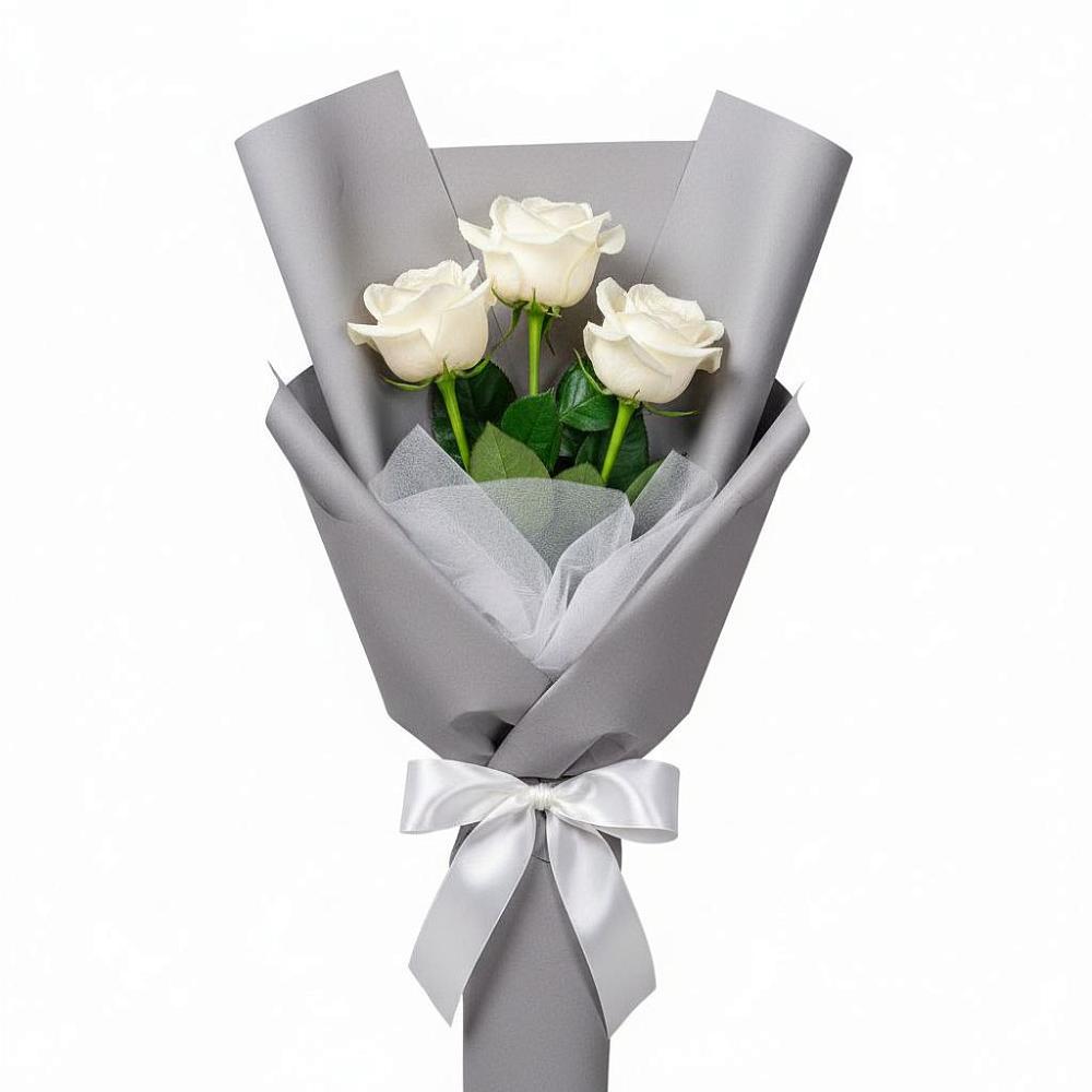 Букет 3 белые розы в Усть-Коксе