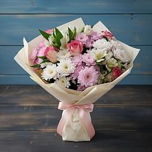 Букет цветов из:  Хризантемы, Альстромерии и Розы #REPLACE_PRED# Усть-Коксе