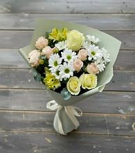 Букет цветов из:  Альстромерии, Розы и Хризантемы в Усть-Коксе