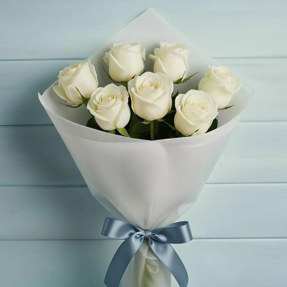 Букет 7 Белых роз Эдлесс Лав в Усть-Коксе
